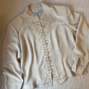 Vintage lace & pearl blouse